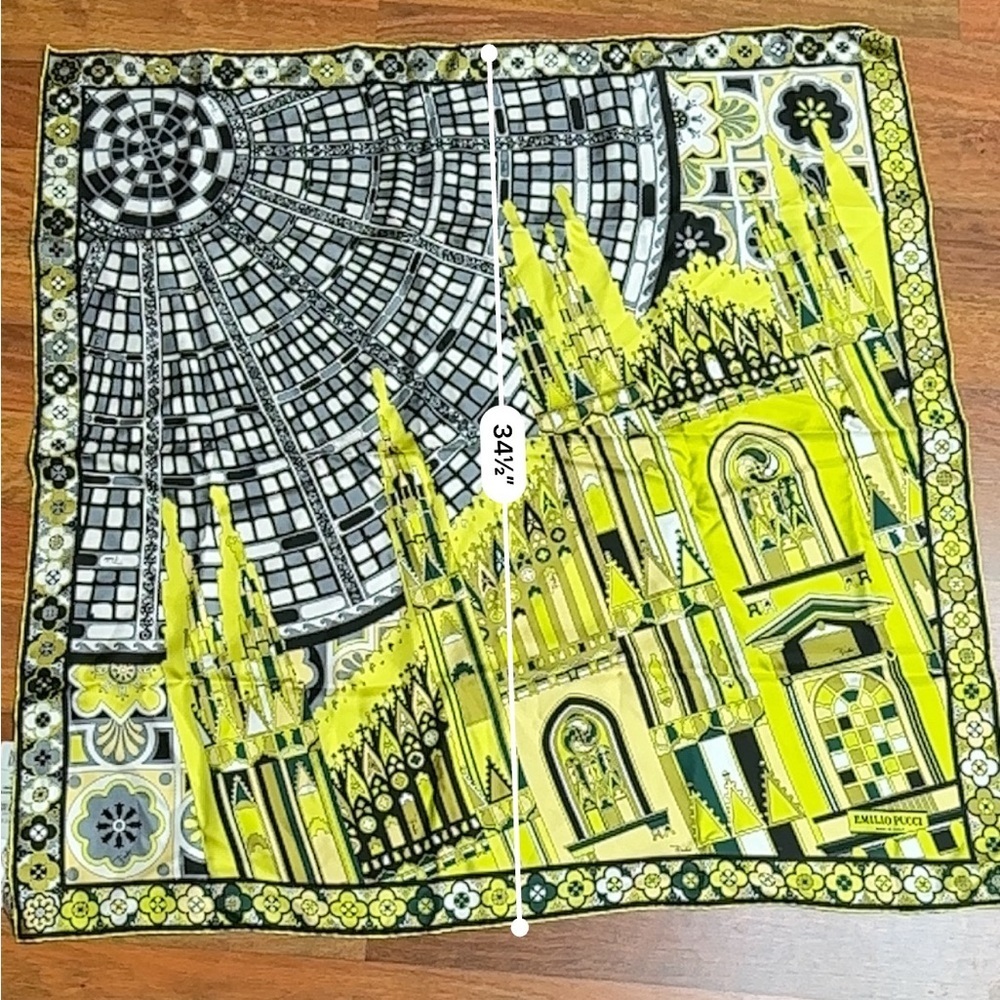 Emilio Pucci Cities of‎ the World Milan Duomo Silk Scarf Rare Collectible Print - Picture 12 of 13